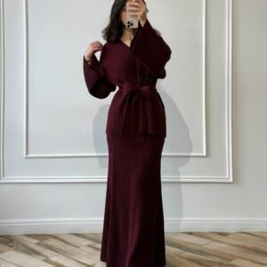 Ensemble maille douce 2 pièces Jup +cumono+cienture